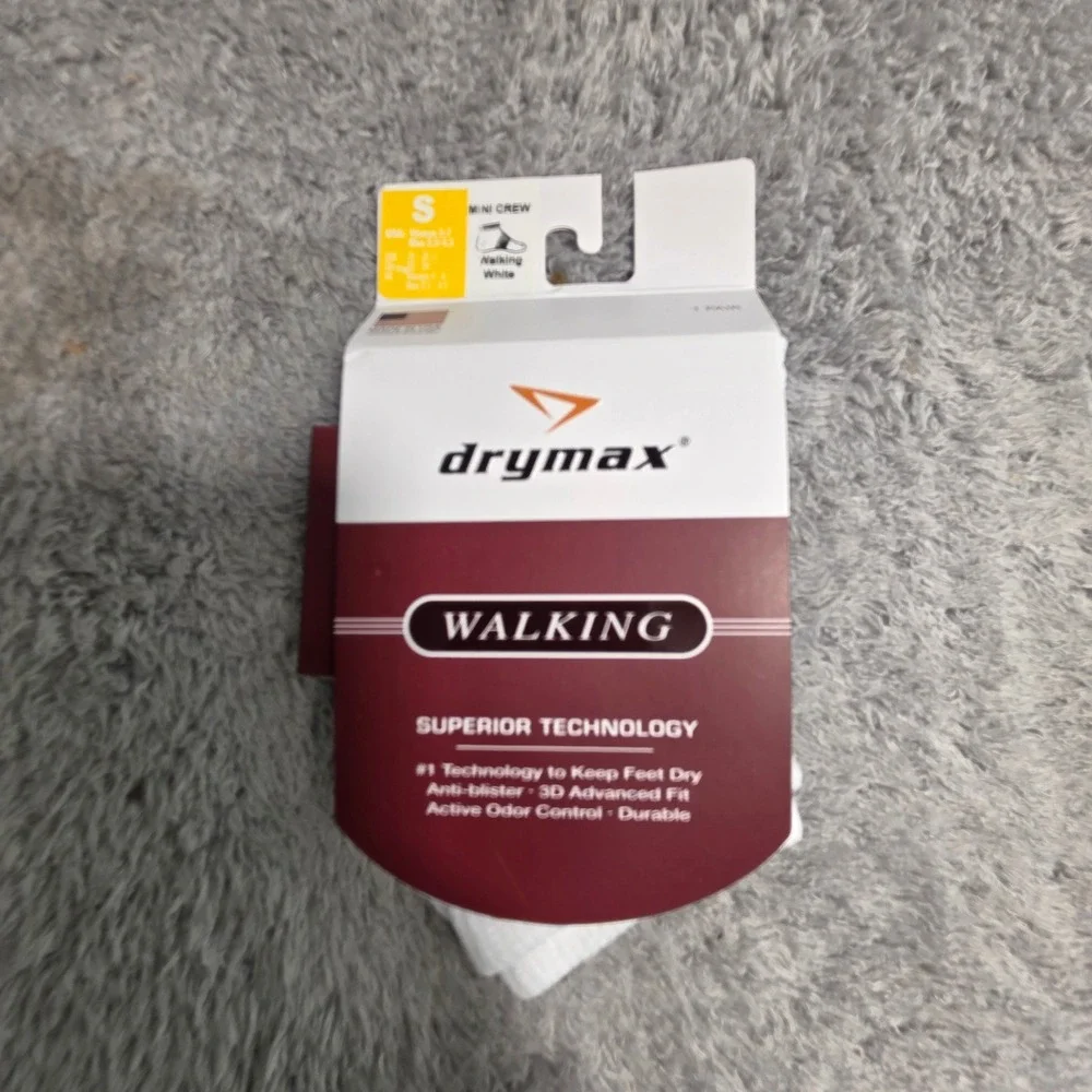 Drymax Walking Mini Crew Socks White Anti-Blister Performance Unisex Small NEW